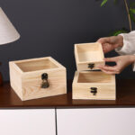 New Simple Rectangle Wooden Storage Box with Flip-Top Lid Solid Wood Film & TV Shooting Props Treasure Box - Image 2
