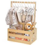 Newborn Baby Closet & Storage Basket Wooden Baby Shower Crate with Wall Sign Pregnancy Gifts for Boy Girl Clothing Hamper Handle - Image 3
