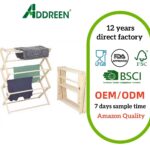 Pennsylvania Woodworks Premium American Maple Floor Mount Clothes Drying Rack Handcrafted Solid Wood Construction Collapsible