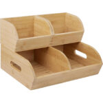 Potato Onion Food Container Storage Bin Country Style Kitchen Counter Ventilated Stackable Bamboo Organizer Baskets Handles - Image 3