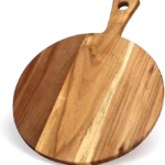 Professional Wholesale Solid Acacia Wood Sustainable Kitchen Pizza Cheese Cutting Bread Serving Board Handle Chopping Blocks
