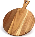 Professional Wholesale Solid Acacia Wood Sustainable Kitchen Pizza Cheese Cutting Bread Serving Board Handle Chopping Blocks