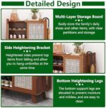Rattan Farmhouse Freestanding Shoe Storage Cabinet with 2 Doors and 5 Shelves Large Capacity Entryway Shoe Organizer - Image 3