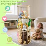 Rotatable Modern Wooden Stuffed Animal Storage Turntable Elastic Band 5-Layer Floor Type Easy Install Cute Storage Holders - Image 3