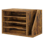 Rustic Wood Desk File Organizer With 4 Horizontal Document Trays And 1 Vertical Mail Sorter Slot For Home Office Storage - Image 2