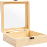 Small Wooden Storage Box with Hinged Glass Top for DIY Crafts Collectibles Jewelry & Gift Display