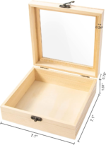 Small Wooden Storage Box with Hinged Glass Top for DIY Crafts Collectibles Jewelry & Gift Display - Image 2