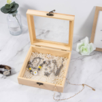 Small Wooden Storage Box with Hinged Glass Top for DIY Crafts Collectibles Jewelry & Gift Display - Image 3