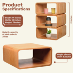 Stackable Bamboo Cube Shelves Modular Open Storage Cubes for Living Room & Office 100% Solid Bamboo Display Cubes - Image 2