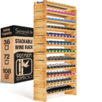 Stackable Foldable Bamboo Wine Rack 108 Bottles Freestanding Modern Wine Storage & Display Rack Floor Standing Home Bar Cellar