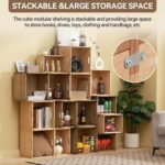 Stackable Wood Storage Cubes Bins Organizer Modular Open Cubby System for Living Room Home Office Bookcase Closet - Image 2