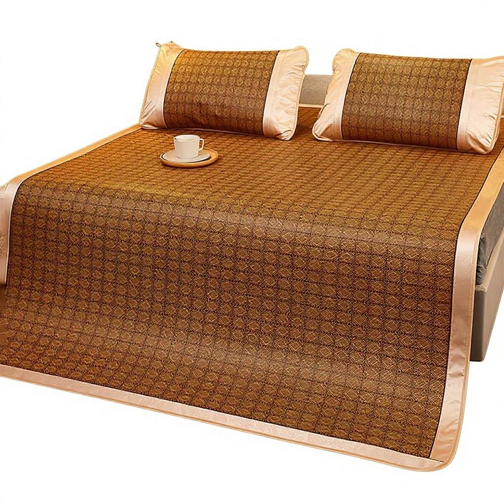 Summer Bamboo and Rattan Cooling Foldable Breathable Sleeping Mat-Traditional Design Single Double Queen Size01 Summer Bamboo and Rattan Cooling Foldable Breathable Sleeping Mat-Traditional Design Single Double Queen Size - Image 1