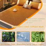 Summer Bamboo and Rattan Cooling Foldable Breathable Sleeping Mat-Traditional Design Single Double Queen Size - Image 2
