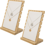 Tall Wooden Jewelry Store Holder Bamboo Necklace Organizer and Bracelet Rack for Table Displays