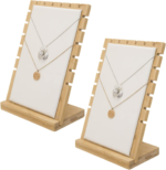 Tall Wooden Jewelry Store Holder Bamboo Necklace Organizer and Bracelet Rack for Table Displays