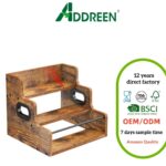 Three-Layer Wooden Movable Storage Rack for Kitchen Wine and Plant Display