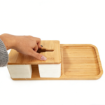 Unique Modern Foldable and Portable Accordion Bamboo Tissue Box with Serving Tray for Dinner and Lunch Napkin Holder - Image 3