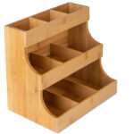 Vertical Bamboo Storage Box for 180 Tea Bags and Sugar Packets Rectangular Wood Organizer for Home Office or Café - Image 2