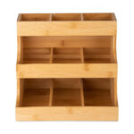 Vertical Bamboo Storage Box for 180 Tea Bags and Sugar Packets Rectangular Wood Organizer for Home Office or Café - Image 3