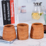 Vietnam Modern Multifunctional Rattan Tea Kit 350ml Eco Office Pen Barrel Bamboo Pen Holder Tea Set Storage Basket for Kitchen - Image 2