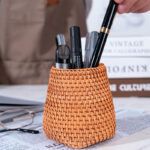 Vietnam Modern Multifunctional Rattan Tea Kit 350ml Eco Office Pen Barrel Bamboo Pen Holder Tea Set Storage Basket for Kitchen - Image 3