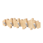 Wholesale Customized Solid Wood Clothes Rack with 5 Metal Hook Wall Hooks Solid Wood Hanger with Bamboo for Clothing Storage - Image 2