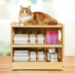 Wholesale Multi-functional Bamboo Wood Pet Snack Storage Cabinet Factory Direct Supply Multi Grid Sealed Jar Storage Rack
