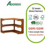 Wood Corner Three-Layer Multifunctional Standing Desktop Shelf Spice Holder for Kitchen Storage