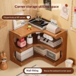 Wood Corner Three-Layer Multifunctional Standing Desktop Shelf Spice Holder for Kitchen Storage - Image 3