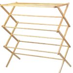 Wooden Bamboo Collapsible Folding Floor Mount Lightweight Space Saving Pre Assembled Clothes Drying Rack