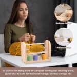 Wooden Three-Layer Rectangular Yarn Holder Stand with Detachable Spool Organizer for Knitting and Crochet Supplies - Image 2