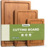 Zeawec 3-Piece Set Crack-Resistant Cutting Board Deep Juice Grooves Pre-Oiled Butcher Block Meat Vegetables Knife-Friendly