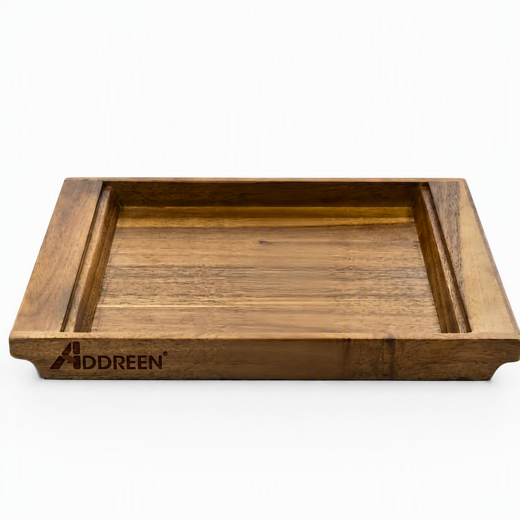 Addreen Acacia Wood Serving Tray Shatterproof Decor Tray for Coffee Table Ottoman Living Room Drinks Snacks Display Storage01 Addreen Acacia Wood Serving Tray Shatterproof Decor Tray for Coffee Table Ottoman Living Room Drinks Snacks Display Storage - Image 1