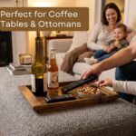 Addreen Acacia Wood Serving Tray Shatterproof Decor Tray for Coffee Table Ottoman Living Room Drinks Snacks Display Storage - Image 2
