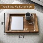 Addreen Acacia Wood Serving Tray Shatterproof Decor Tray for Coffee Table Ottoman Living Room Drinks Snacks Display Storage - Image 3