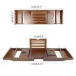 Addreen Adult 100% Bamboo Eco-Friendly Bathtub Tray Bath Caddy with Extendable Bridge Storage Rack 75x23x4.5CM