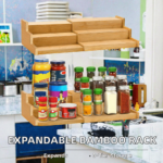 Addreen Bamboo Expandable Three Layer Cabinet Organizer Shelf Rectangular Spice Rack Kitchen Space Saver Countertop Display - Image 2