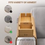 Addreen Bamboo Modern Lacquered Sofa Armrest Tray Foldable Anti Slip Detachable 2 in 1 Cup Holder - Image 2