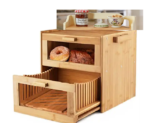 Addreen Eco-Friendly Customized Large Capacity Assembly Food Storage Kitchen Bamboo Bread Box with Multifunction Design