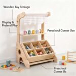 Addreen Kids Play Shop Shelf Preschool Corner Modern Minimalist Wooden Multifunction Sales Counter Toy Storage Rack - Image 2