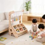 Addreen Kids Play Shop Shelf Preschool Corner Modern Minimalist Wooden Multifunction Sales Counter Toy Storage Rack - Image 3