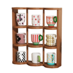 Addreen Modern Bamboo 9 Grid Desktop Cup Holder Three Layer Storage Rack Multifunctional Organizer