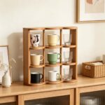 Addreen Modern Bamboo 9 Grid Desktop Cup Holder Three Layer Storage Rack Multifunctional Organizer - Image 3