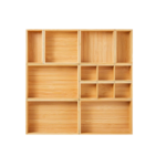 Addreen Modern Bamboo Rectangle Drawer Organizer Set 5 Pcs Multi Use Individual Storage Trays Adjustable Divider Containers