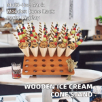 Addreen Modern Wooden Standing Single Tier Ice Cream Cone Holder Stand Multifunctional Display Rack - Image 2