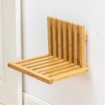 Addreen Multifunctional Custom Wall-Mounted Bamboo Wood Foldable Stool Chair Modern Design Bedroom & Hotel Use - Image 2