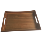 Addreen Rectangular Solid Wood Serving Tray Built in Cutout Handles Dark Walnut Wood Grain