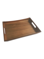 Addreen Rectangular Solid Wood Serving Tray Built in Cutout Handles Dark Walnut Wood Grain - Image 3