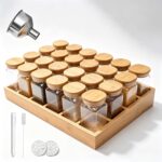 Addreen Sustainable Spice Jar Set 24 square Airtight Borosilicate Glass Jars with Bamboo Lids Spice Rack - Image 2