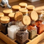 Addreen Sustainable Spice Jar Set 24 square Airtight Borosilicate Glass Jars with Bamboo Lids Spice Rack - Image 3